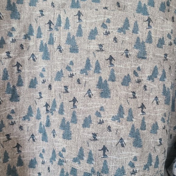 Peter Millar Mountainside Cotton Flannel Shirt Skiers and Evergreens XXL - Picture 9 of 10